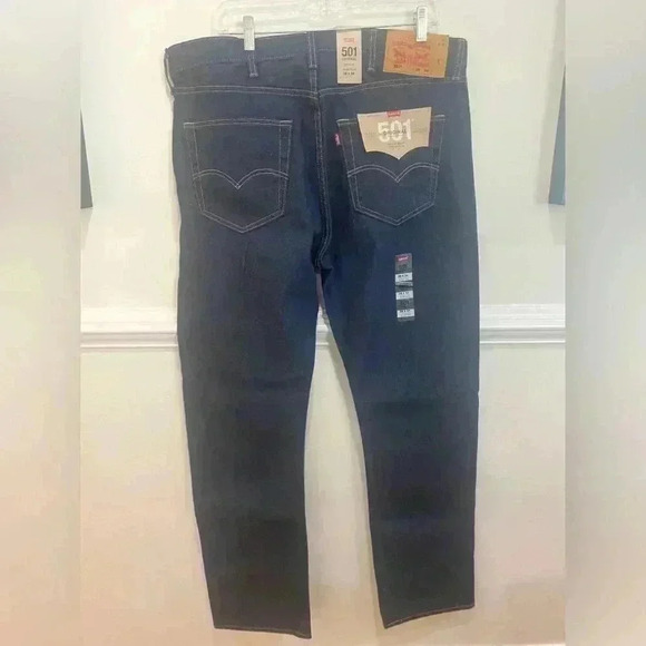 NWT Levi's Men's 505 Regular-Fit Stretch Jeans in Rinse Str Dark Wash 38x34 - Picture 6 of 6
